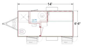 14 foot long trailer with a bunk and full bathroom