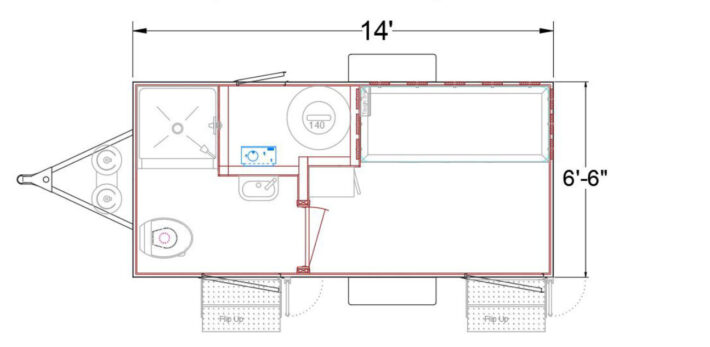 14 foot long trailer with a bunk and full bathroom