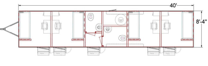 Trailer with 2 full bathrooms and 4 bunks.